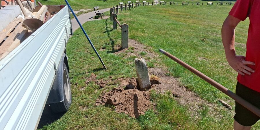 Repairs to Linden Park Cricket Club's outfield.