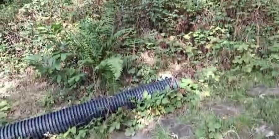 Drainage pipe on the ground.